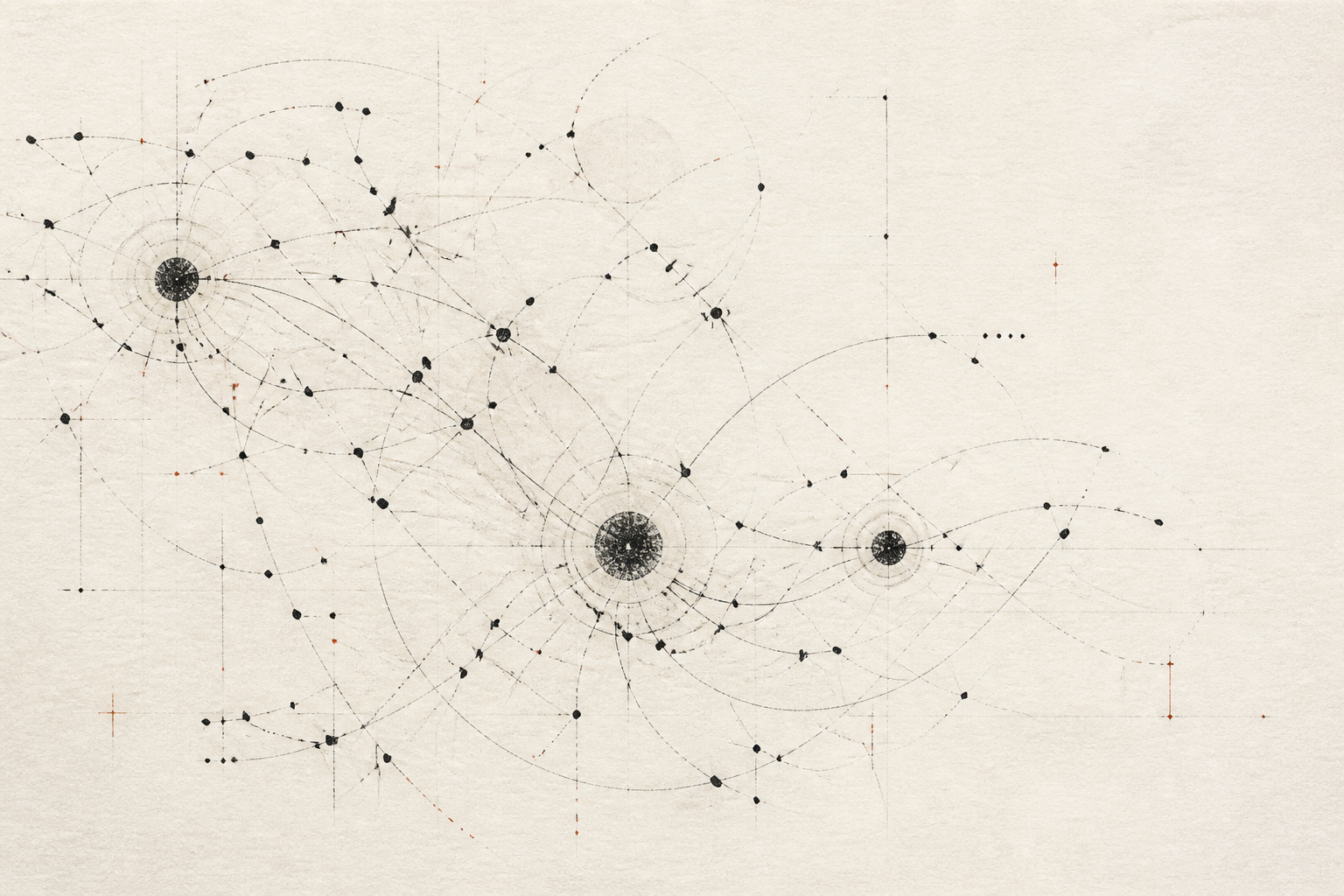 Abstract ink constellation mapping many connected points of judgment